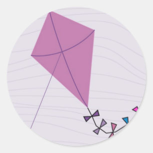Pegatina Redonda Rosa Kite