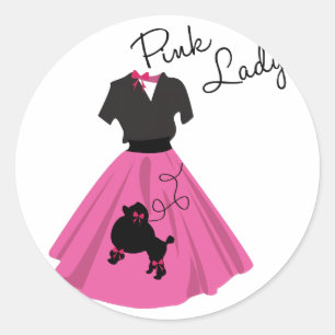 Pegatina Redonda Rosa Lady