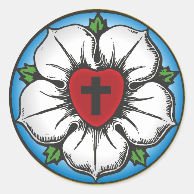 Pegatina Redonda Rosa Lutheran (Anverso)