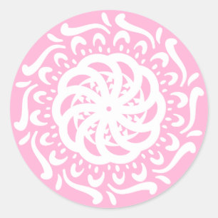 Pegatina Redonda Rosa Mandala