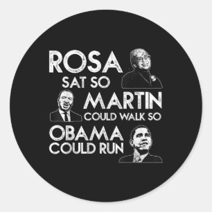 Pegatina Redonda Rosa Martin Obama Historia Negra Afroamericana M