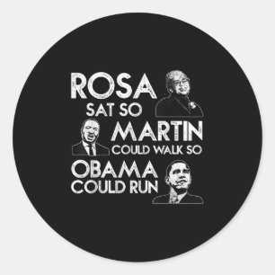 Pegatina Redonda Rosa Martin Obama Historia Negra Afroamericana M