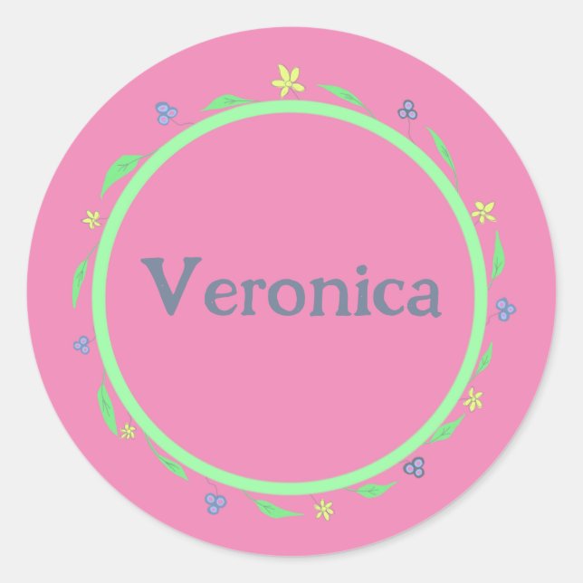 Pegatina Redonda Rosa más bonito (Anverso)