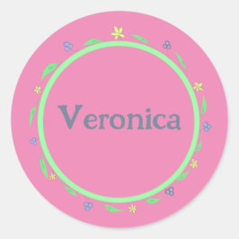 Pegatina Redonda Rosa más bonito