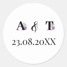 Rosa morado monograma floral Boda