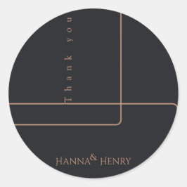 Pegatina Redonda rosa negro elegante oro moderno