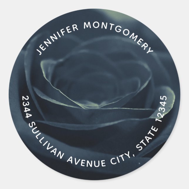 Pegatina Redonda Rosa negro Flor Oscura dirección de vibración góti (Anverso)