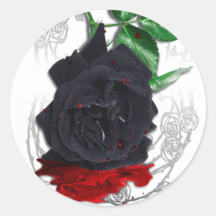 Pegatina Redonda Rosa Negro Sangrado Sangre Surreal Poster Gótico