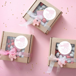 Pegatina Redonda Rosa Ooo Baby Gracias Baby Shower Classic