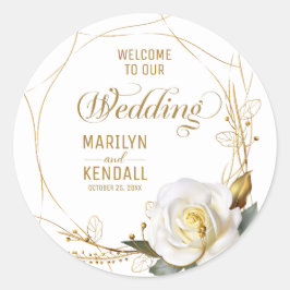 Pegatina Redonda Rosa Orgánico Floral