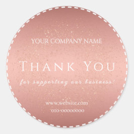 Pegatina Redonda Rosa Oro Gracias Bienvenido Felicidades