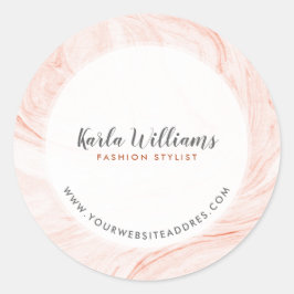 Pegatina Redonda Rosa-oro Marbling Swirls