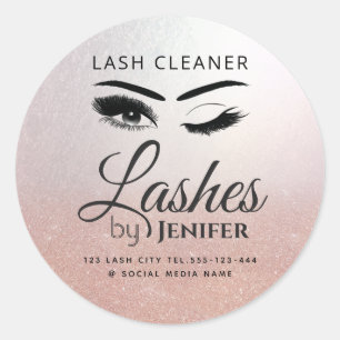 Pegatina Redonda Rosa oro ojos de maquillaje purpurinoso lash limpi
