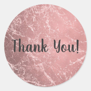 Pegatina Redonda Rosa Oro Rosa Moderno Moda Glam Marble