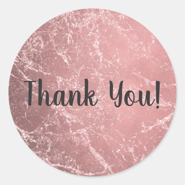 Pegatina Redonda Rosa Oro Rosa Moderno Moda Glam Marble (Anverso)