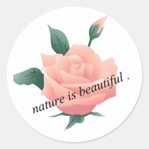 Pegatina Redonda Rosa (Peach) - Bonita naturaleza