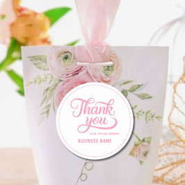 Pegatina Redonda Rosa profesional Gracias rosado guión