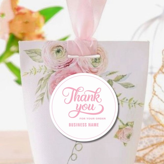 Pegatina Redonda Rosa profesional Gracias rosado guión (Subido por el creador)