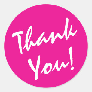 Pegatina Redonda Rosa profundo y blanco gracias