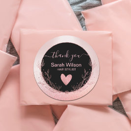 Pegatina Redonda Rosa Purpurina de oro Glam Floral Wreath