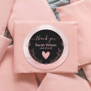 Pegatina Redonda Rosa Purpurina de oro Glam Floral Wreath