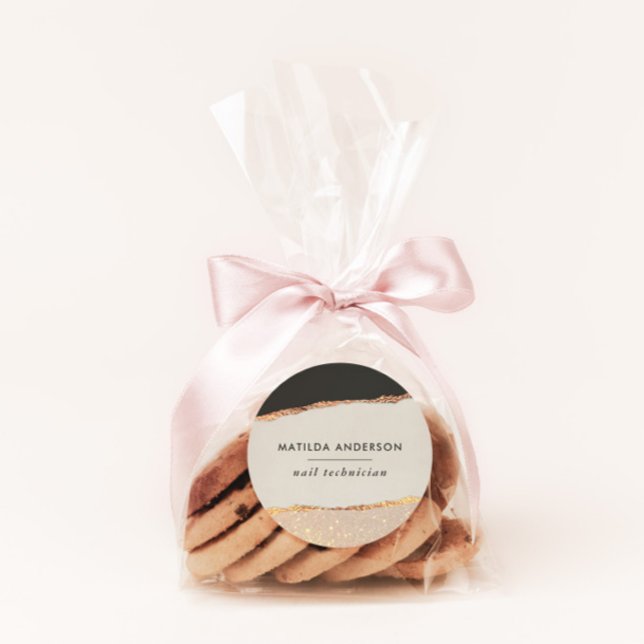 Pegatina Redonda Rosa purpurina dorado negro rosa moderno (Subido por el creador)