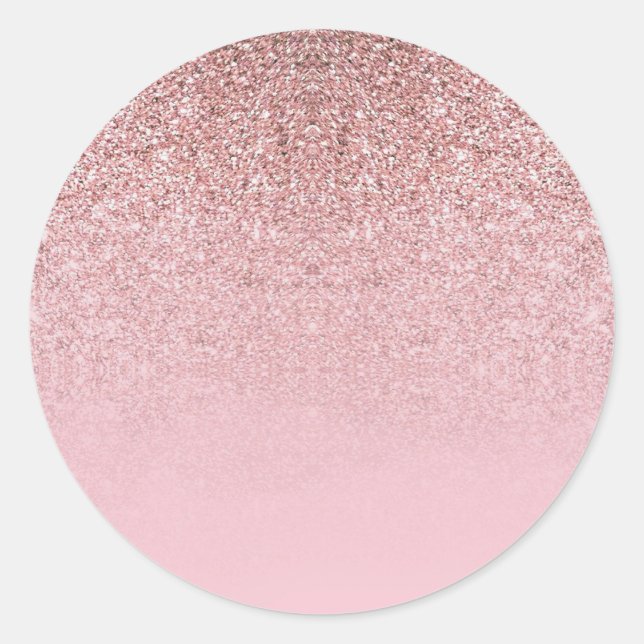 Pegatina Redonda Rosa Purpurina dorado plantilla en blanco Añadir e (Anverso)