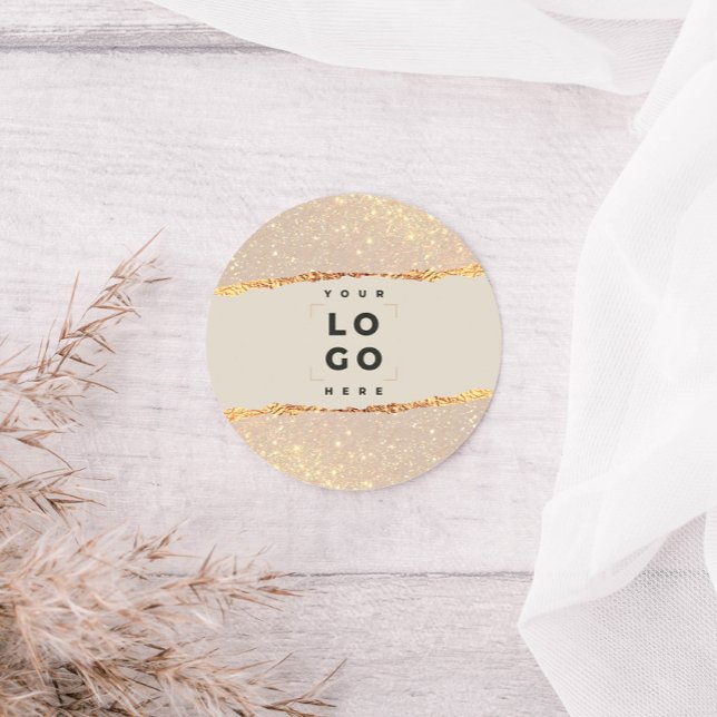 Pegatina Redonda Rosa purpurina dorado rosa elegante elegante elega (Subido por el creador)