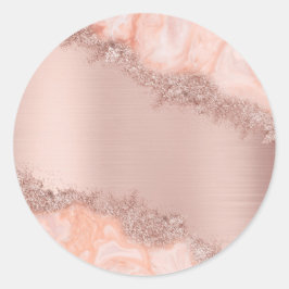Pegatina Redonda Rosa Purpurina Geode rosado de Rubor para