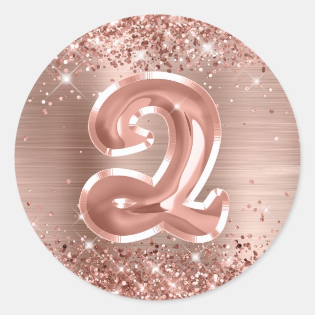 Pegatina Redonda Rosa Purpurinoso Relieve metalizado dorado número  (Anverso)