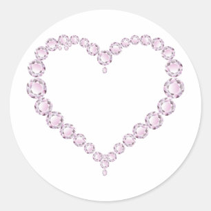 Pegatina Redonda Rosa Quartz Gem Heart
