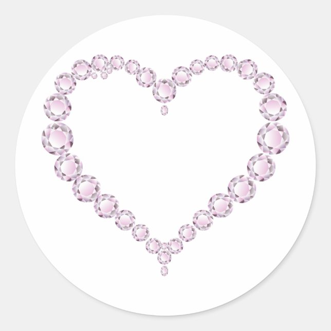 Pegatina Redonda Rosa Quartz Gem Heart (Anverso)