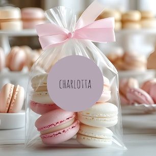 Pegatina Redonda Rosa Quartz   Nombre personalizado negro