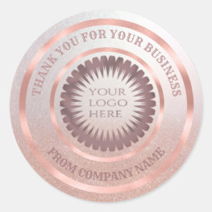 Pegatina Redonda Rosa Relieve metalizado de oro purpurinoso de agra