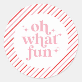 Pegatina Redonda Rosa Retro Oh Qué Diversión
