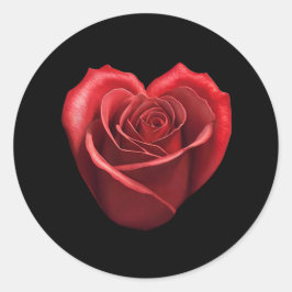 Pegatina Redonda Rosa Roja con forma de corazón-