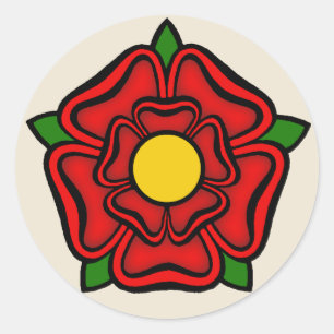 Pegatina Redonda Rosa Roja de Lancaster, Inglaterra Emblema de la r