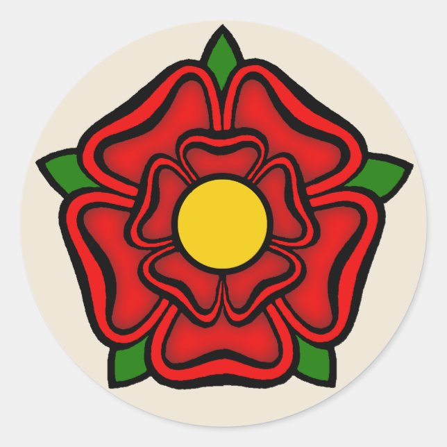 Pegatina Redonda Rosa Roja de Lancaster, Inglaterra Emblema de la r (Anverso)