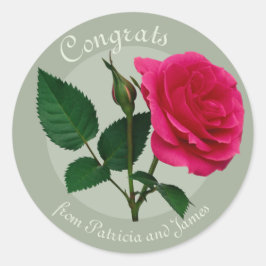 Pegatina Redonda Rosa roja Felicidades Exámenes Celebraciones CC088