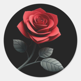 Pegatina Redonda Rosa roja única-
