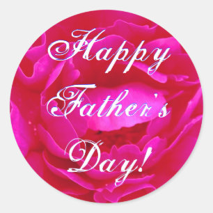 Pegatina Redonda Rosa rosa del Día del Padre Feliz