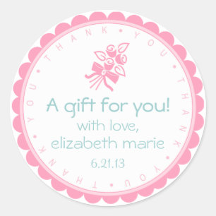 Pegatina Redonda Rosa rosa: gracias