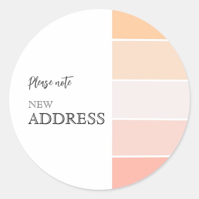 Pegatina Redonda Rosa Rosa Peach Moving Invitación Classic Ronda (Anverso)