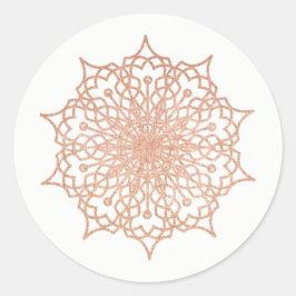 Pegatina Redonda Rosa Rosa Rosa Gold Liz Mandala