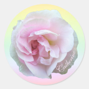 Pegatina Redonda Rosa rosa sobre el Pastel personalizado
