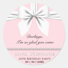 Pegatina Redonda Rosa Rubor Elegante Tiffany Gracias Cumpleaños