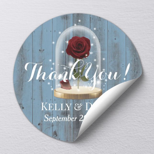 Pegatina Redonda Rosa rustico de cuento de hadas Dome Dusty Boda az (Subido por el creador)