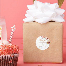 Pegatina Redonda Rosa rústico y boda de caída del crisantemo