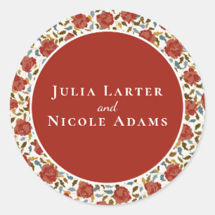 Pegatina Redonda Rosa silvestre Petals florales Boda de asuntos de