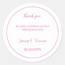 Pegatina Redonda Rosa simple Boda personalizado